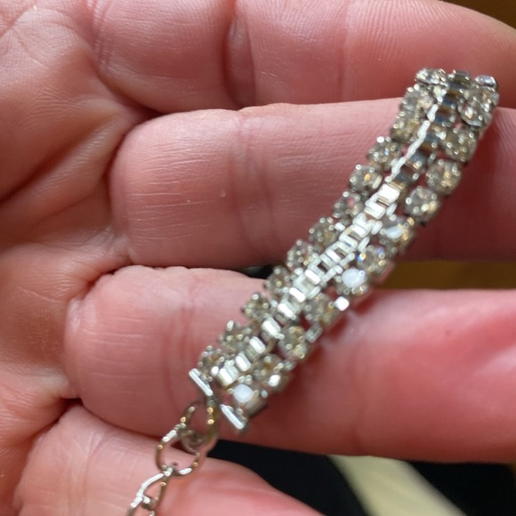 NWT Double Crystal Faux Diamond Adjustable Necklace & Earrings Bling Set - Picture 12 of 14